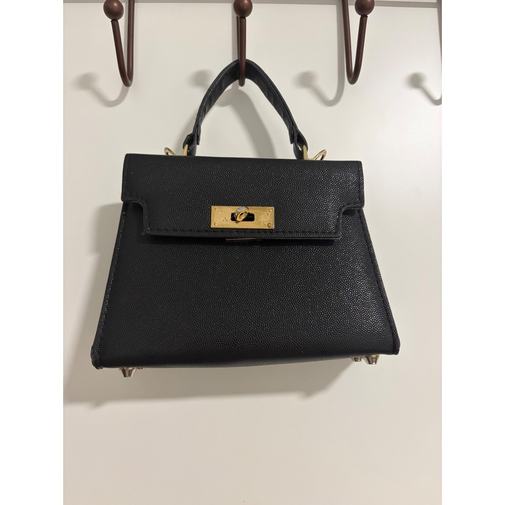 Unbranded Black Mini Top Handle Bag Gold Hardware Birkin Kelly Style 8x5.5